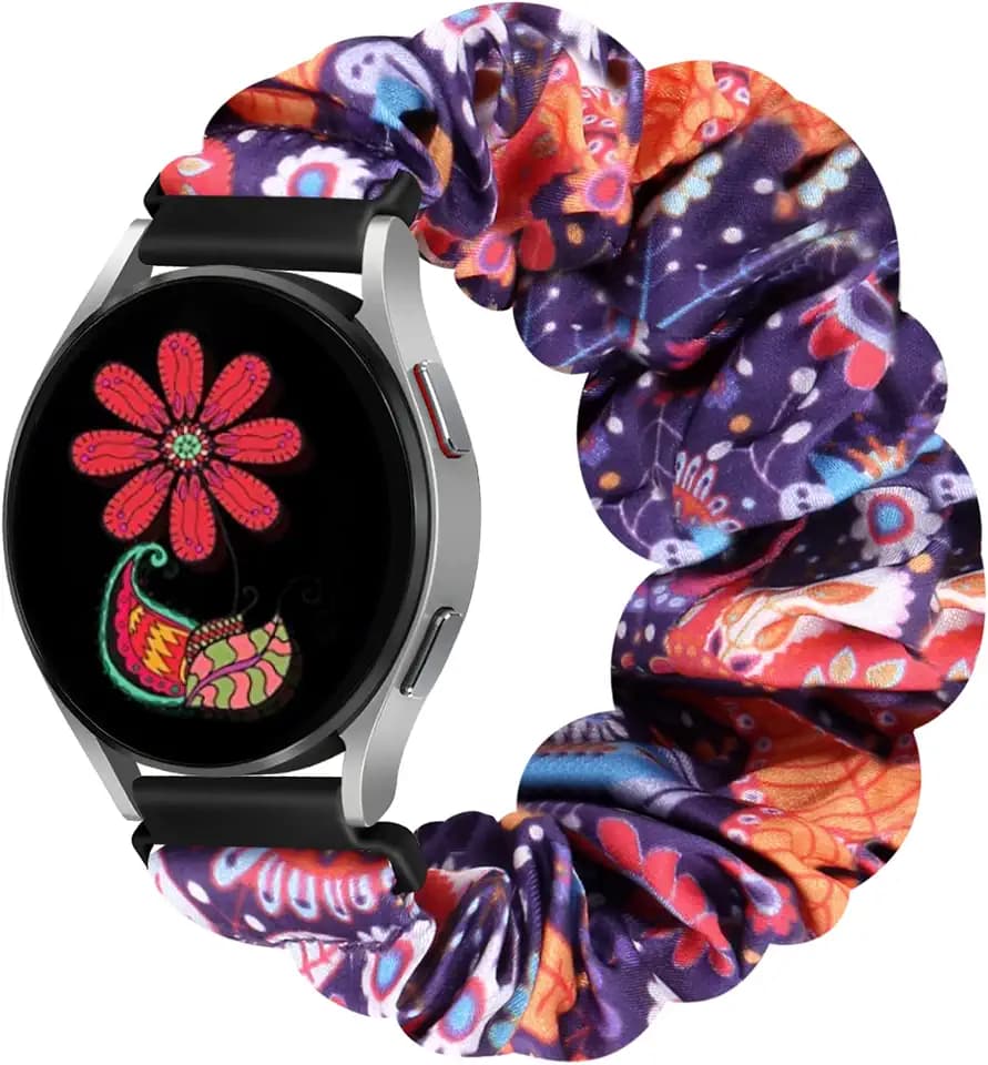 YCHDDER 20mm Elastic Scrunchie Watch Straps Compatible with Samsung Galaxy Watch 7/6/5/4/FE 40mm 44mm/Watch 6/4 Classic 43mm 47mm 42mm 46mm/5 Pro/Vivoactive 5/Vivoactive 3/Venu/Venu 2 Plus Women Girls