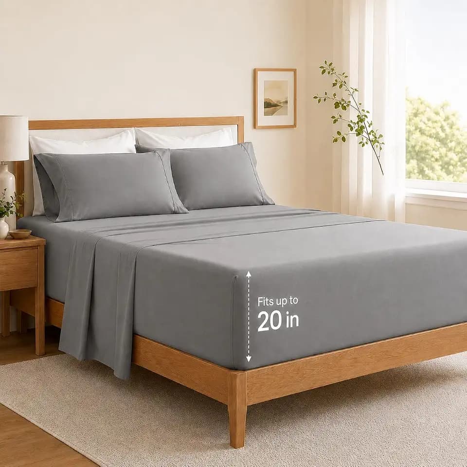 SLEEP ZONE Deep Pocket Sheet Set, King, Gray