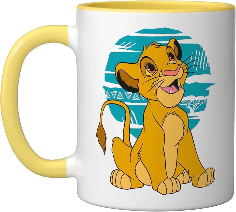 Disney The Lion King Young Simba Happy Blue Retro Ceramic Mug, Yellow/White, 11oz
