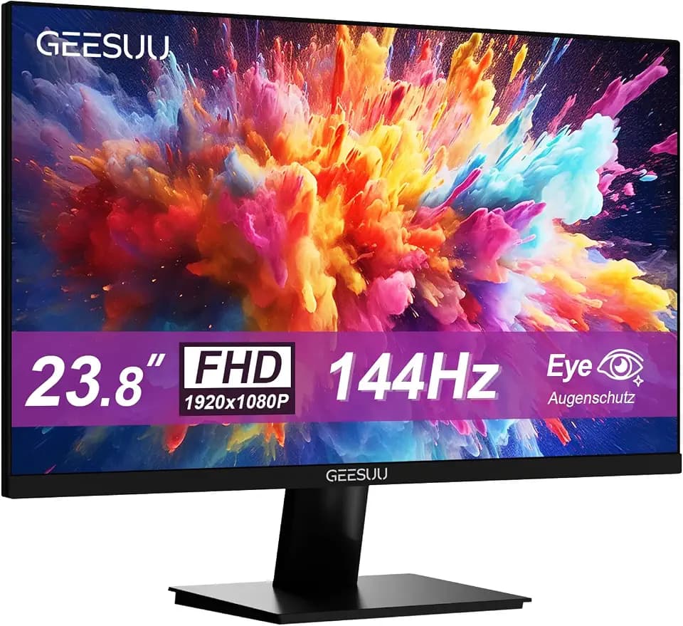 24 Zoll Monitor, PC Bildschirm 144Hz, FHD 1080p Gaming Monitore, 5ms, VA Eye-Care Computer Bildschirm, 99% sRGB, VESA 75x75mm, HDMI 2.0 & DP 1.2