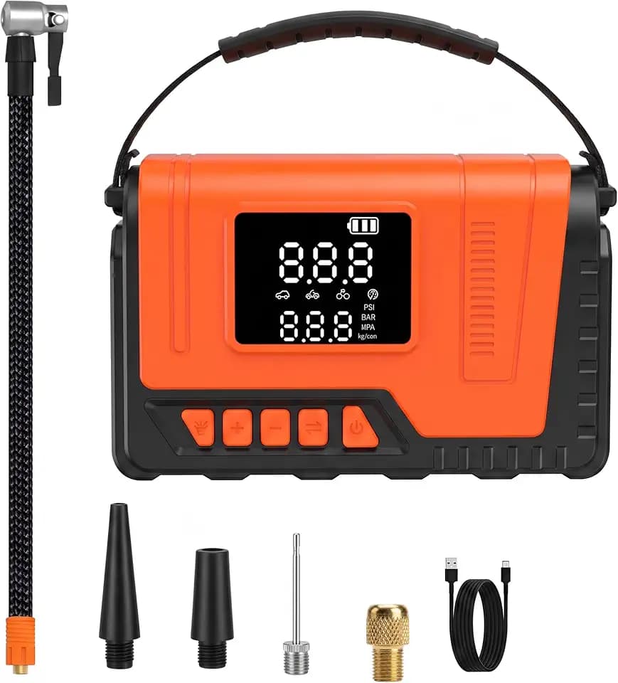 Tire Inflator Portable Air Compressor Pump 150PSI, Tire Pump for Car 12V DC Digital Air Pump with LED Super Bright Light for Bicycle, Motorcycle, Automotive Car Accessories