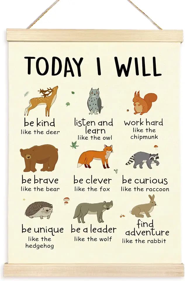 CGBHW Positive Affirmations Poster Hanger Frame 12x16 for Kids, Inspirational Mental Health Forest Animals Posters Wall Art Hanging Decor for Counselling Therapy Office Classroom Nursery