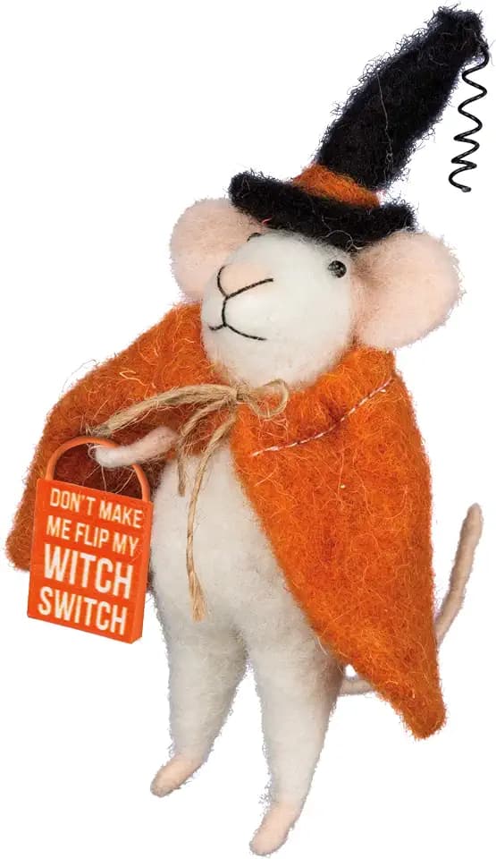 Primitives by Kathy Halloween Collectible Critter - Witch Switch Mouse