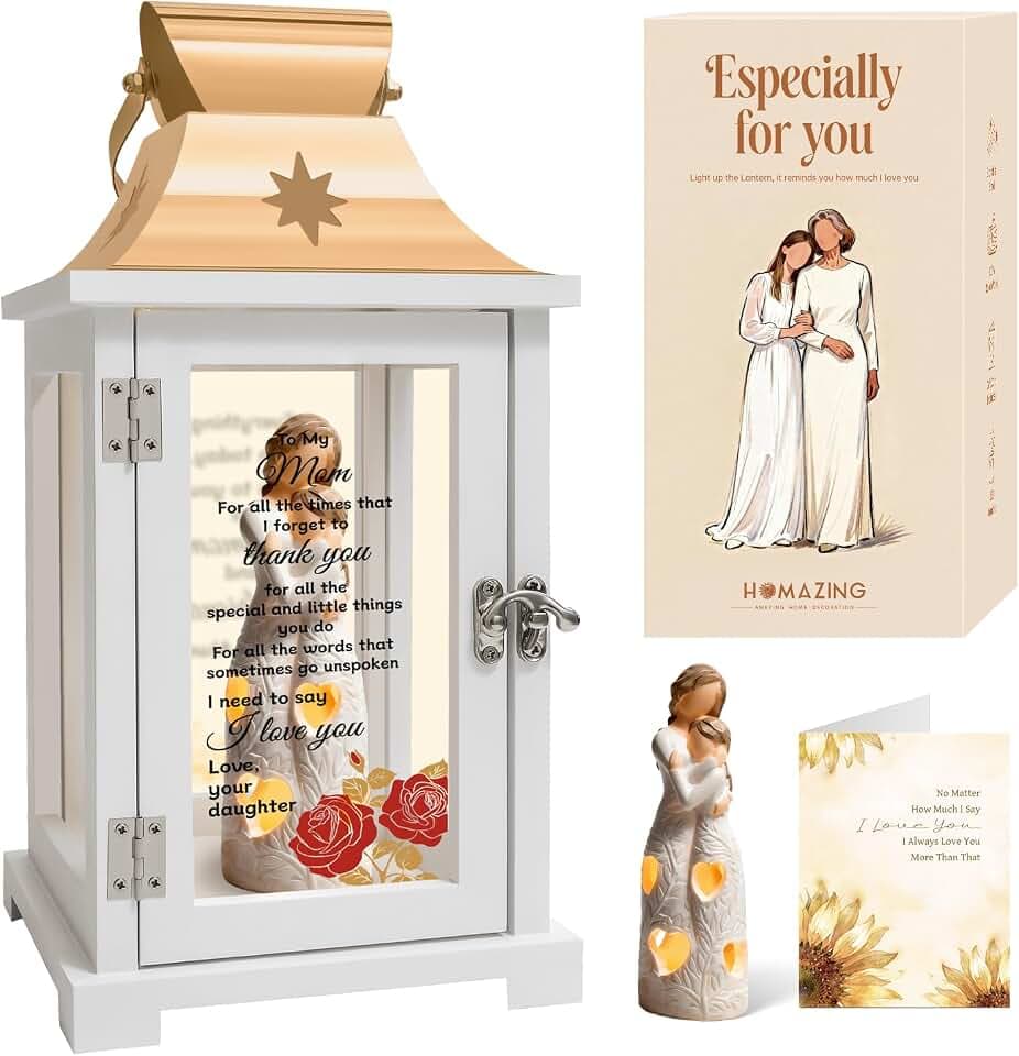 Gifts for Mom from Daughter, Unique Mothers Day Birthday Gifts for Mom from Daughter Mother Figurine Lantern