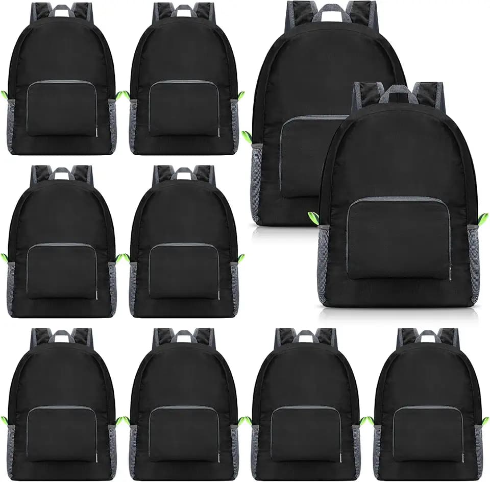 Jexine 10 Pcs Backpacks Bulk 16.5 Inches Lightweight Travel,Black
