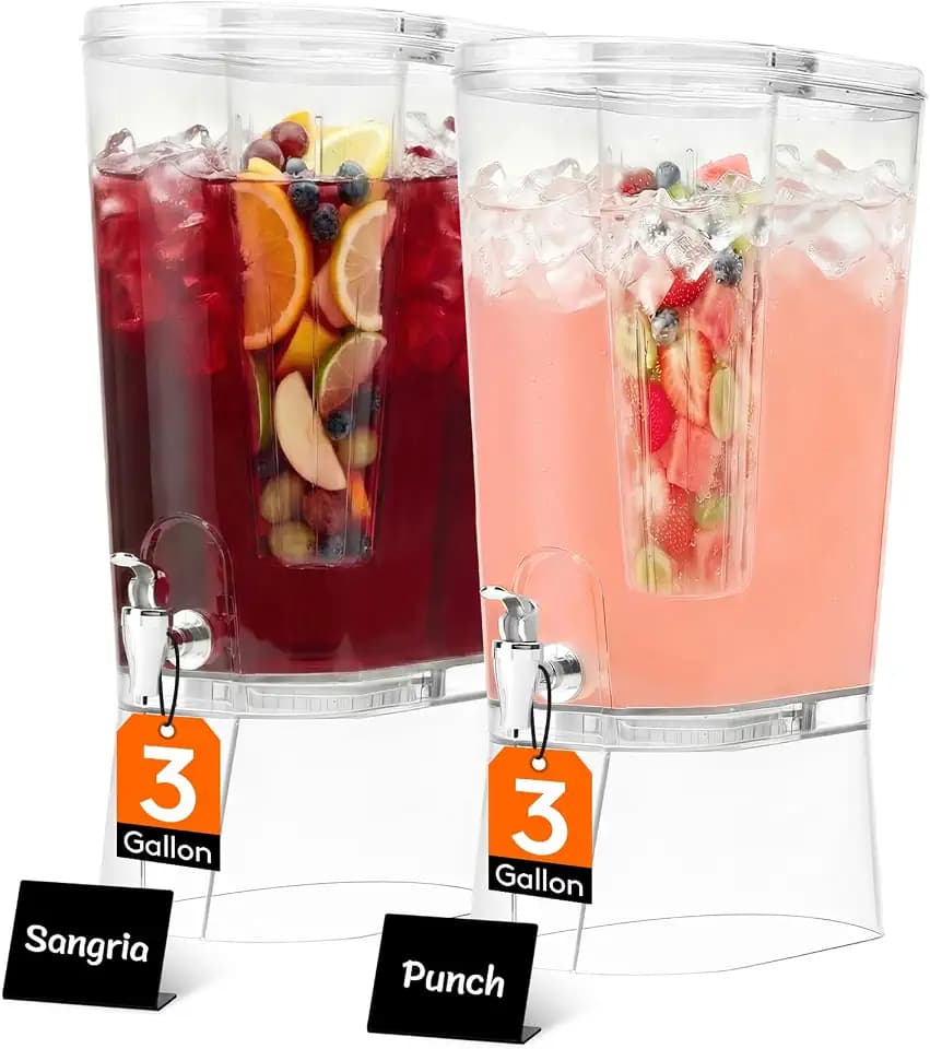 Lifewit 3 Gal Drink Dispenser with Fruit Infuser & Leak-Proof Spigot, 2 Pcs