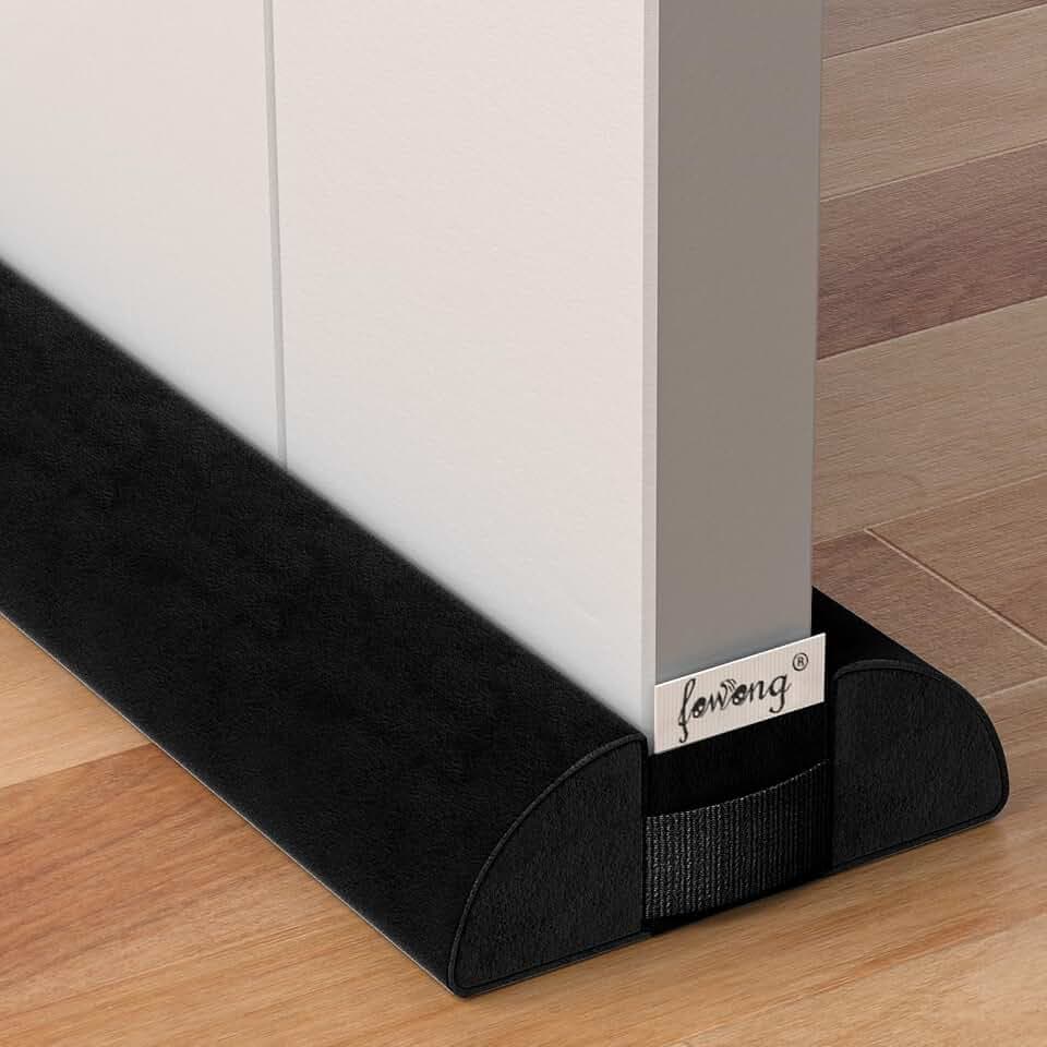fowong Door Draft Stopper 36 inches, Adjustable Door Noise Blocker, Black
