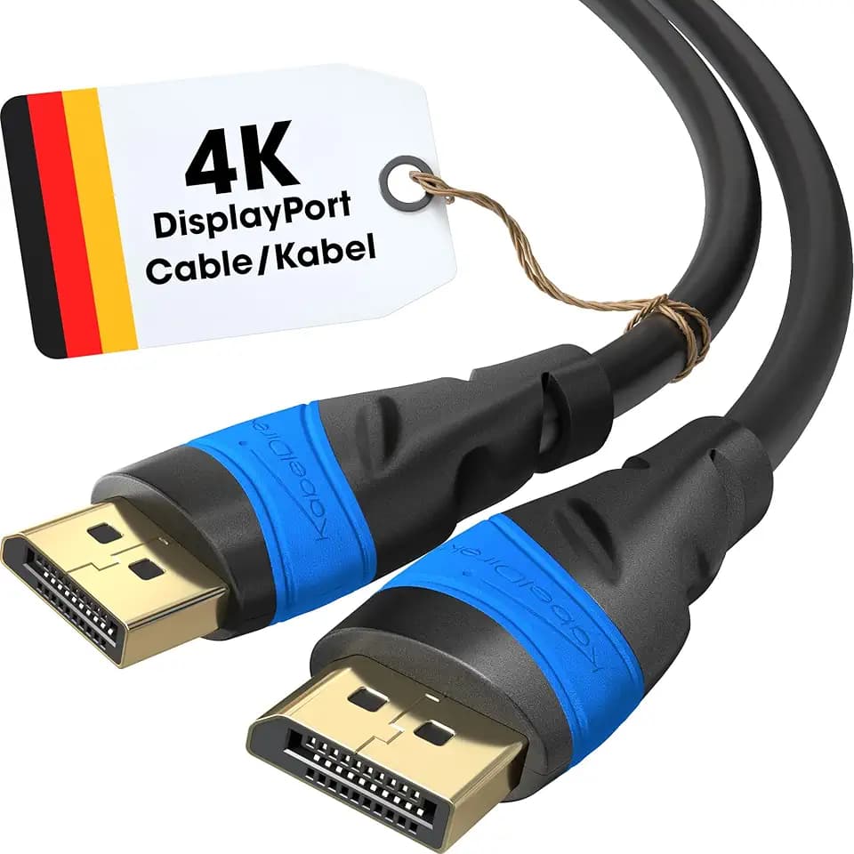 KabelDirekt – 4K DisplayPort-Kabel – 5m – 4K@60Hz, 144Hz – für Monitor | DisplayPort-Monitorkabel für PC & Laptop – 4K@60Hz, Gaming bei 144Hz, Dolby Audio – für lange Strecken, schwarz