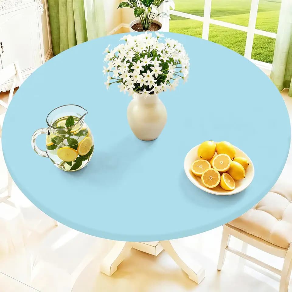 Moosfor Spandex Round Tablecloth, Fitted Table Cloth for 57"-68" Tables