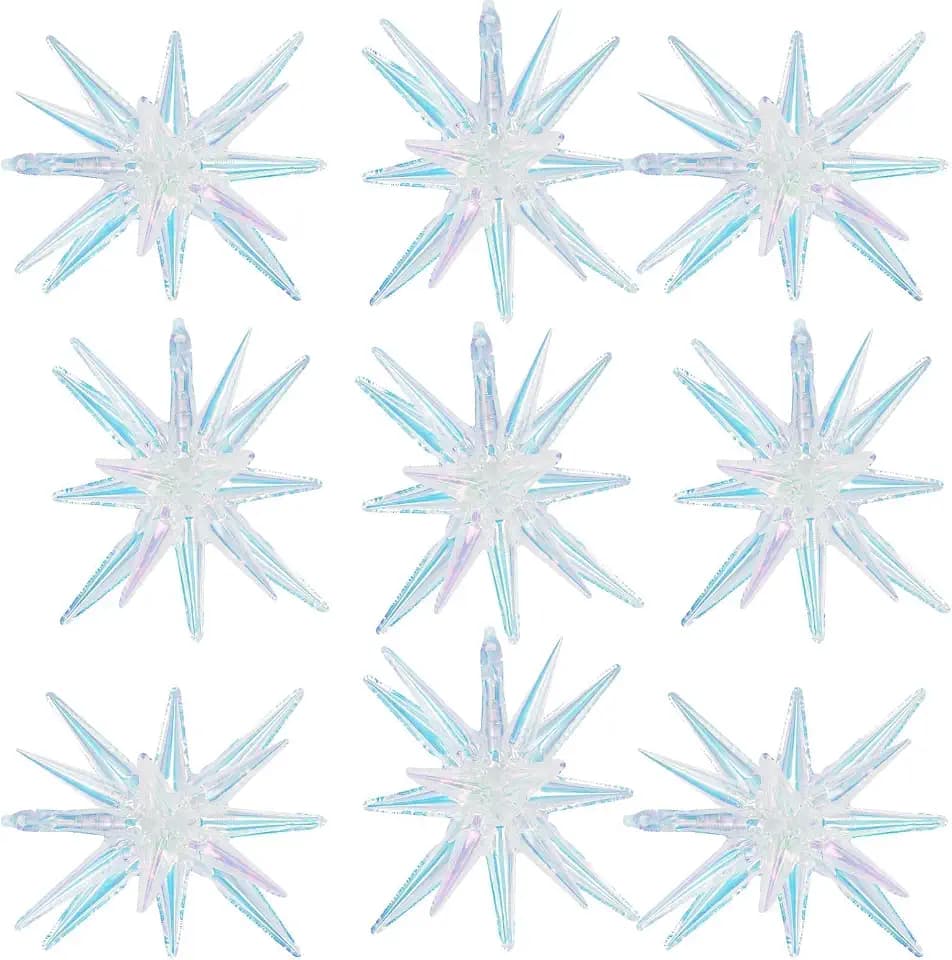 Iridescent Star Balloons,9Pcs 22Inch Clear Explosion Star Balloons