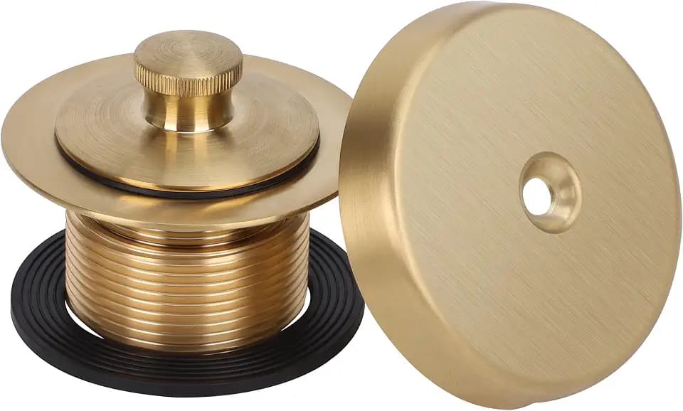 PRIMSOPH Lift Turn Tub Drain Trim Kit with One Hole Overflow Faceplate Conversion Kit Assembly Universal Fine Coarse Thread Replacement Brushed Gold
