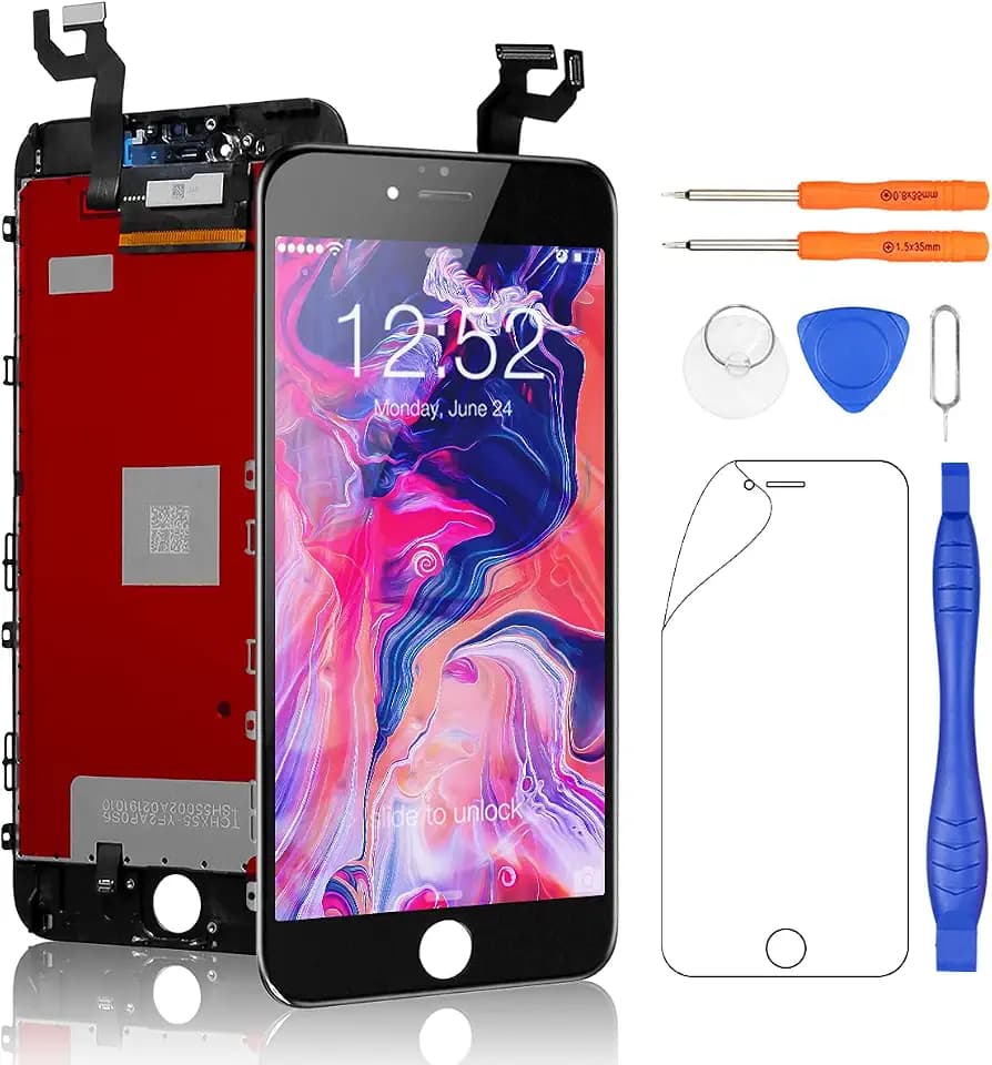 Yodoit Display für iPhone 6s Plus LCD Bildschirm Ersatz Schwarz reparaturset, Digitizer Montage Glas Touchscreen Reparatur Ersatzbildschirm + Werkzeuge