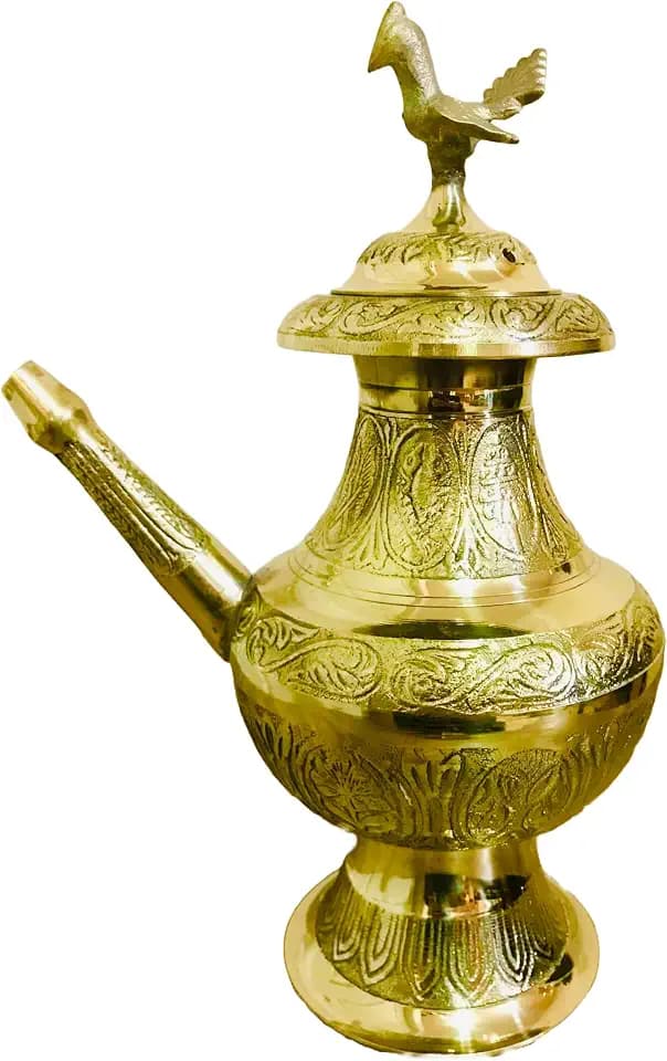 QT Karuwa Handcarved Traditional Water Jar Vessel Bhojpure 9 IN Karuwa of Nepal Antique Kansa Bronze Natural Water Storage Ghada Kalash - Handmade In Nepal