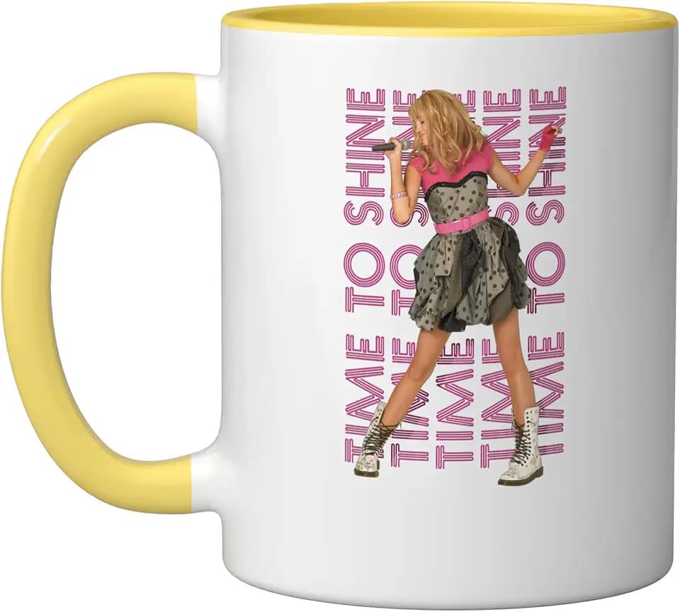 Disney Hannah Montana Time to Shine Ceramic Mug, Yellow/White, 11oz