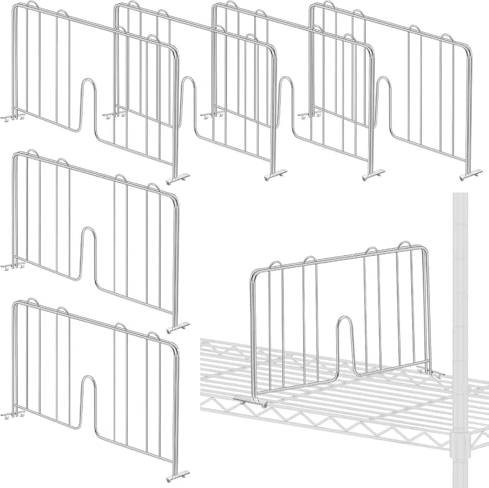 MorningRo 6 Pcs 24" W X 9" H Wire Shelf Divider for Wire Shelves, Silver