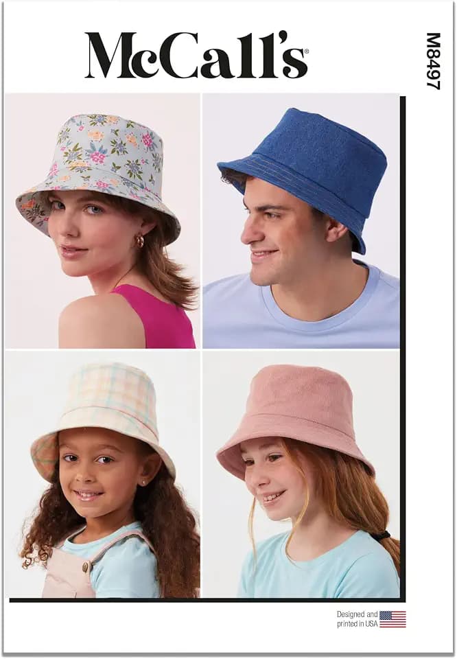 McCall's M8497A Children's, Teens' and Adults' Bucket Hat Sewing Pattern Packet, Design Code M8497, All Sizes