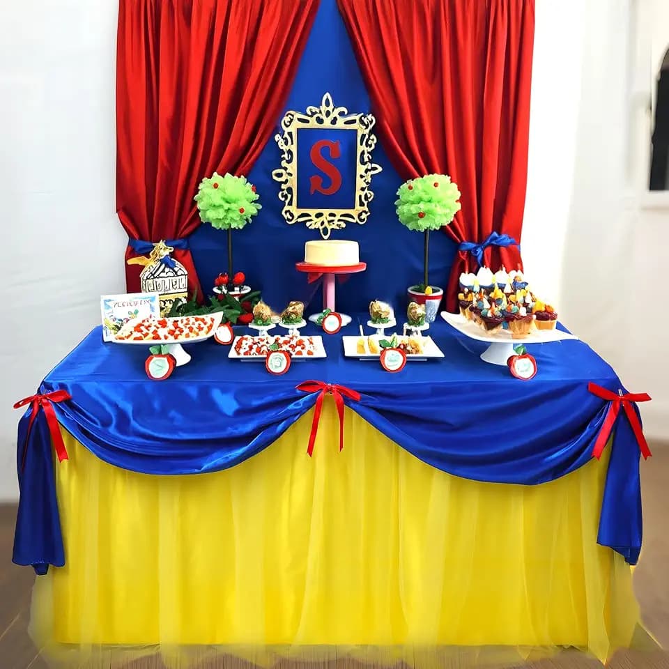 5 Pcs Princess Snow Party Decor Blue and Yellow Table Skirt 30 x 108 in