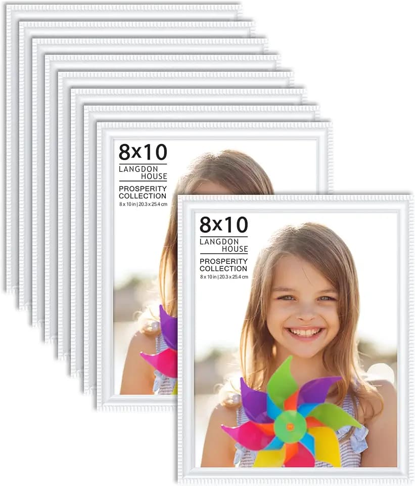 Langdon House 8x10 Picture Frames (White, 12 Pack), Contemporary Frame Set, Wall Mount or Table Top, Prosperity Collection