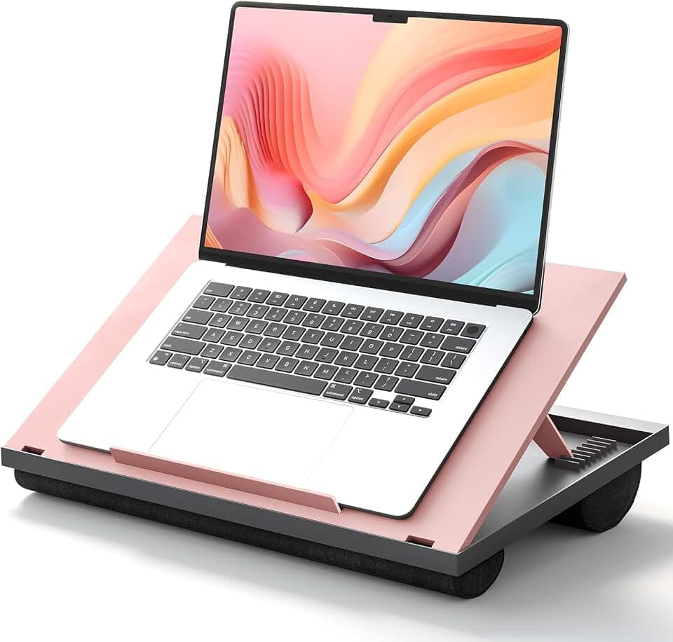 HUANUO Lap Desk with 8 Adjustable Angles – Up to 15.6" Laptop, Pink