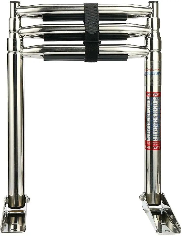 Amarine Made Boat Ladder, 3 Step Wide Steps Stainless Steel Telescoping Boat Ladder Swim Step More Durable Pedal (3 Step)