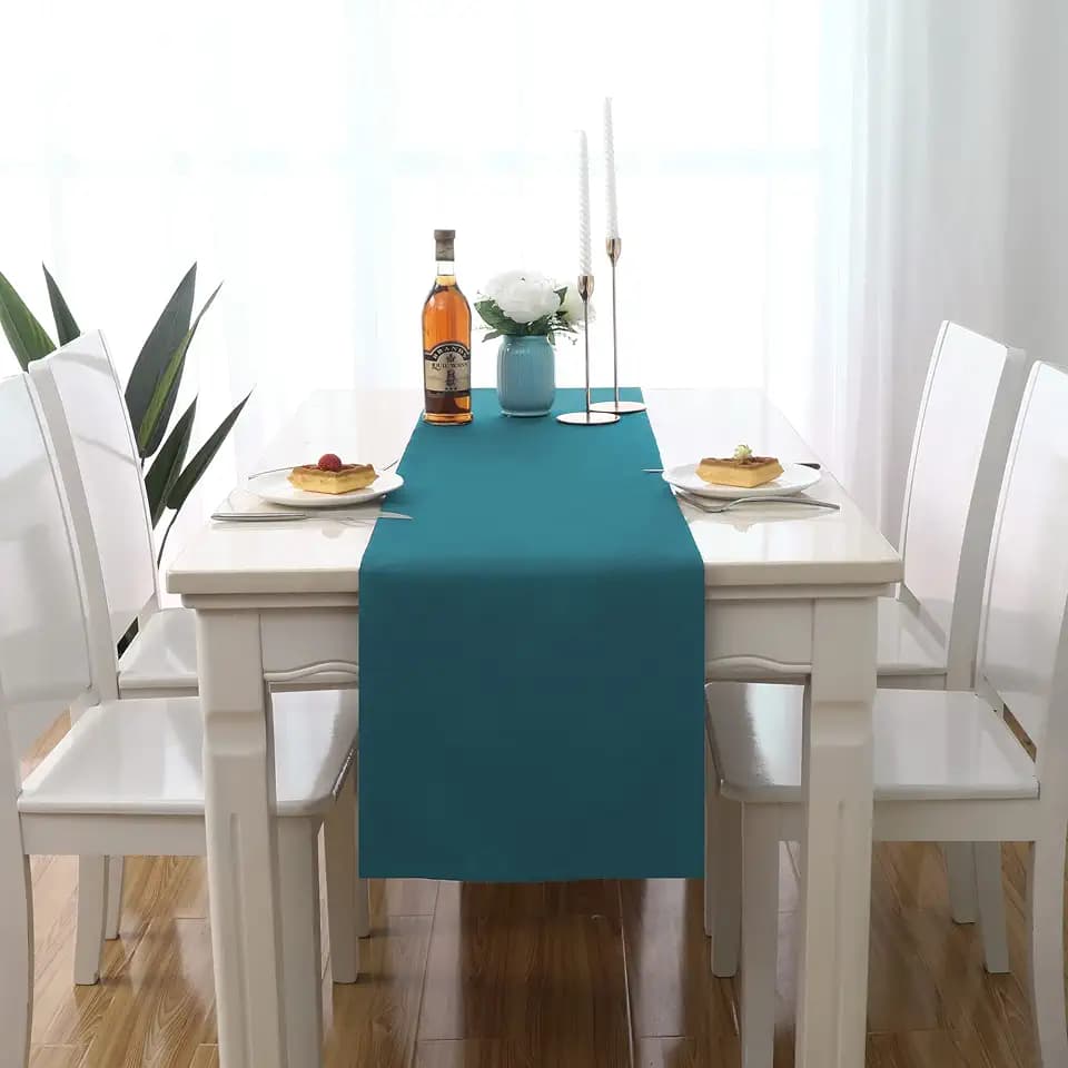DUALIFE 2 Panels Teal Table Runner 72 Inch Long Soft Cloth Table Runner for Indoor/Outdoor Wedding Banquet Graduations Birthday Party Decoration