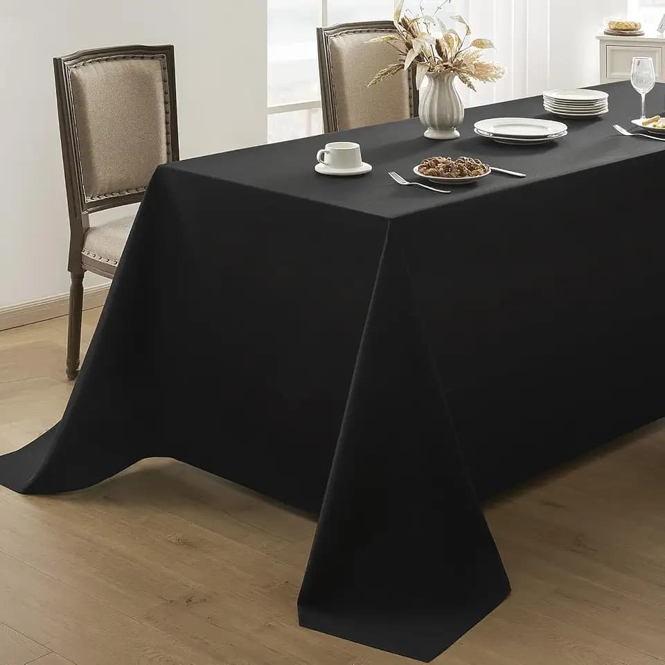 1 Pack Black Rectangle Tablecloths 90x156 Inch for 8ft Tables