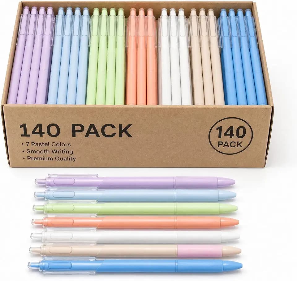 140 Pack Retractable Black Gel pens bulk bulk pens Smooth Writing Click Pens with Comfort Grip for Teachers Students Servers School hospital & Office Use
