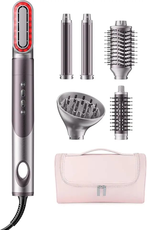 MESCOMB 6 in 1 Infrared Dual Voltage Hair Dryer Brush for Travel,Purple
