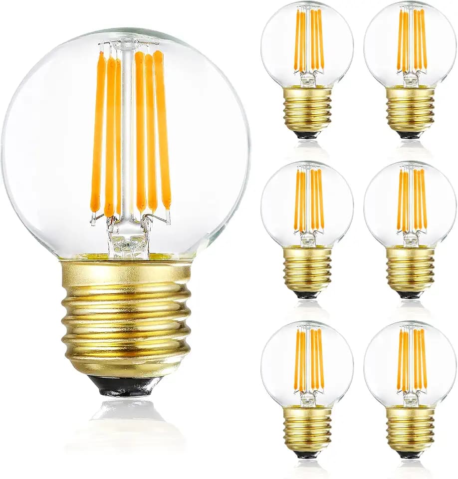Dimmable G16.5 LED Bulbs,E26 Edison LED Light Bulbs,6W Equal 60 Watt Light Bulb,600lm,Soft White 3000K,Globe Light Bulb for Pendant,Vintage Filament Candle Bulb with Decorative,Φ1.97in*2.99in,6Pack.