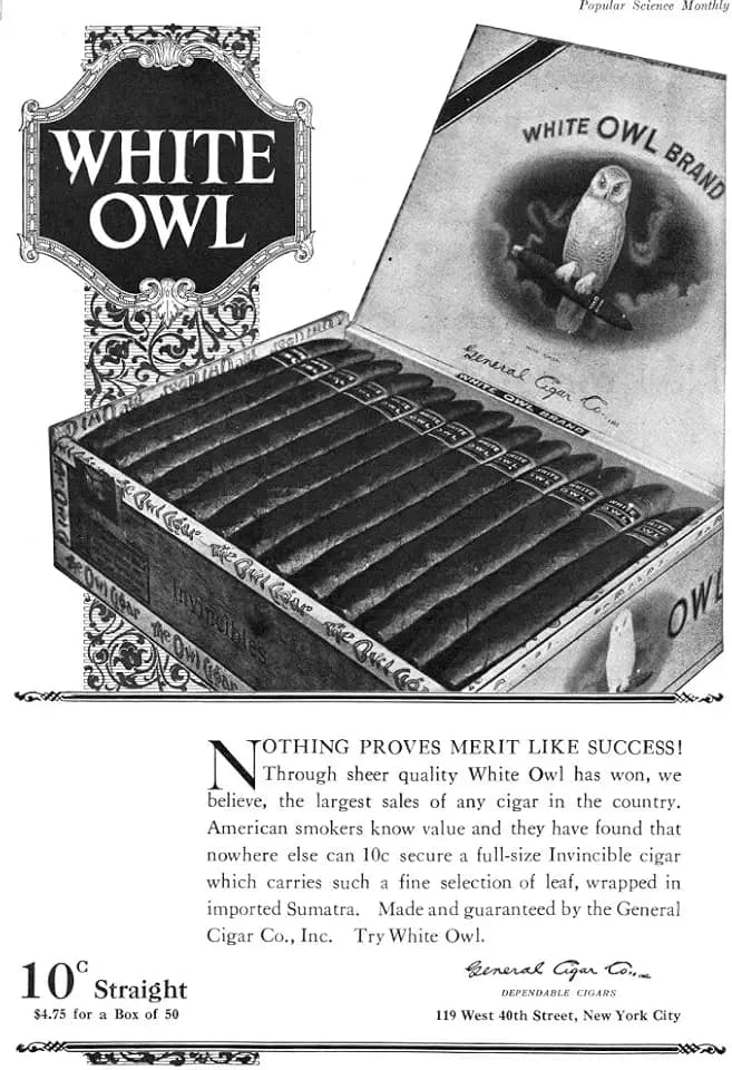 Ad Cigars 1920 Namerican Advertisement For White Owl Cigars Illustration 1920 Poster Print by (18 x 24)