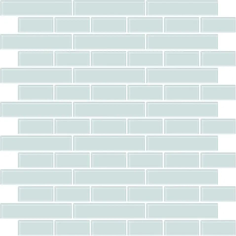 InHome Sea Glass Peel and Stick Backsplash Tiles, Blue, 10.5 in x 10.5 in