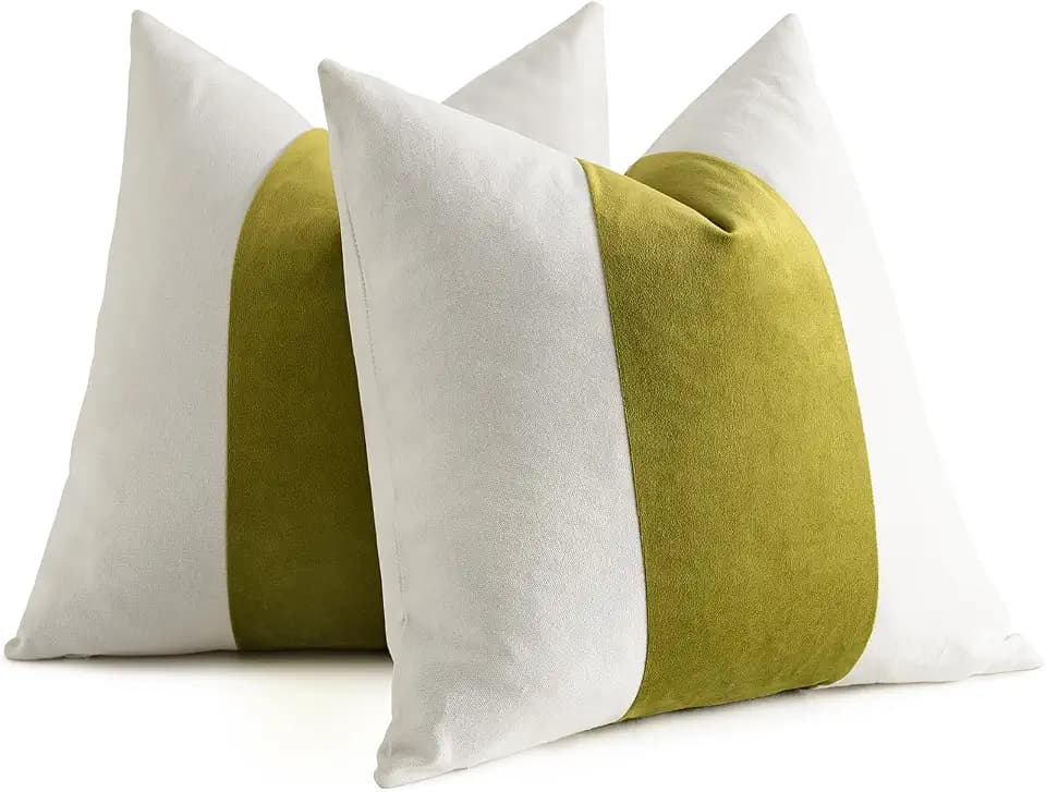 AmHoo Pack of 2 Velvet Panel Cotton Pillow Covers Decorative Pillowcase Cushion for Couch Sofa Bedroom 18 x 18-Inch Spinach Green