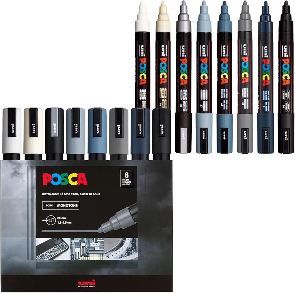POSCA® PC-5M Water-Based Acrylic Paint Markers, Medium Tip, 8 Count