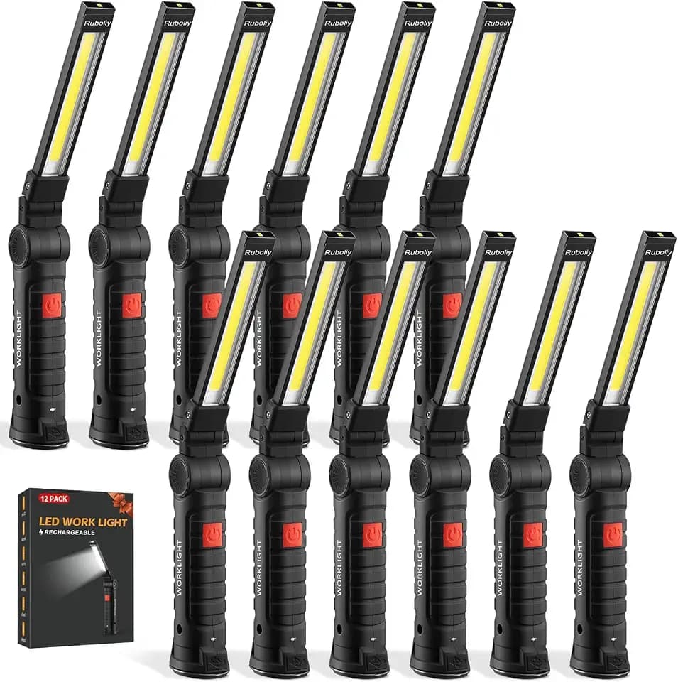 12Pack Magnetic Rechargeable LED Work Light/Flashlight for Mechanic