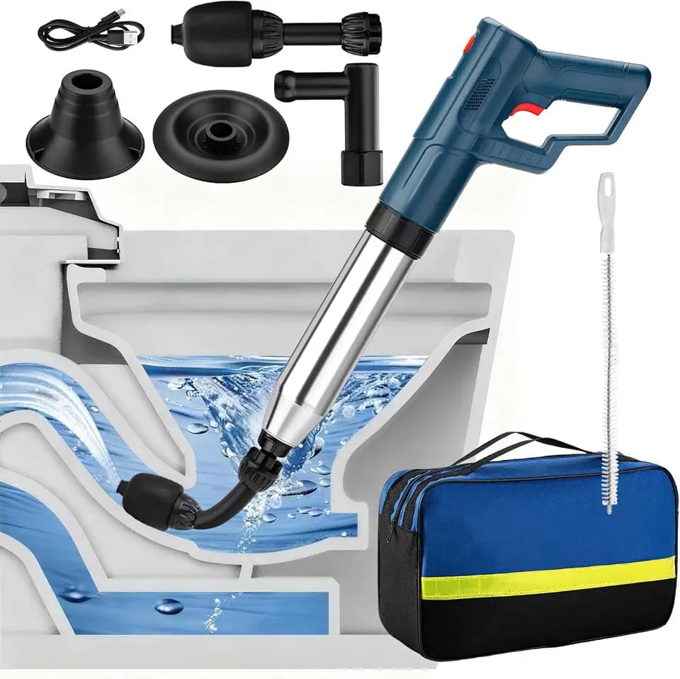 Electric Toilet Plunger,High Pressure Drain Unclogger Plungers for Bathroom, Shower, Floor Drains,Powerful and Versatile Clog Remover with Anti-Splash Design Safe & Efficient Home Tool(Blue)