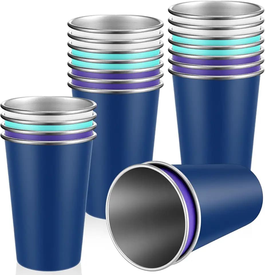 Mimorou 20 Pack 16 oz Stainless Steel Cups Metal Cup, Colorful