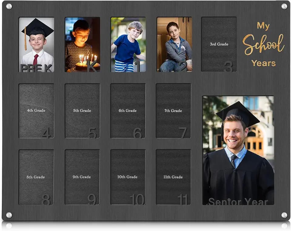 Qunclay School Years Picture Frame Pre-k to 12, Black