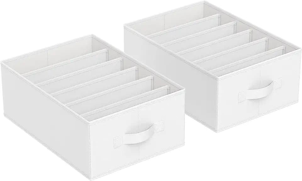SONGMICS Set of 2 Foldable Wardrobe Clothes Organizers, 6-Compartment