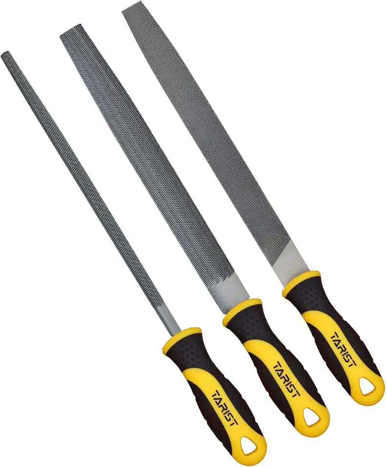 TARIST Metal File Set, 3-Piece, 8-inch,Professional Carbon Steel File, Includes Flat/Half-Round/Round,Work for Metal, Wood and More