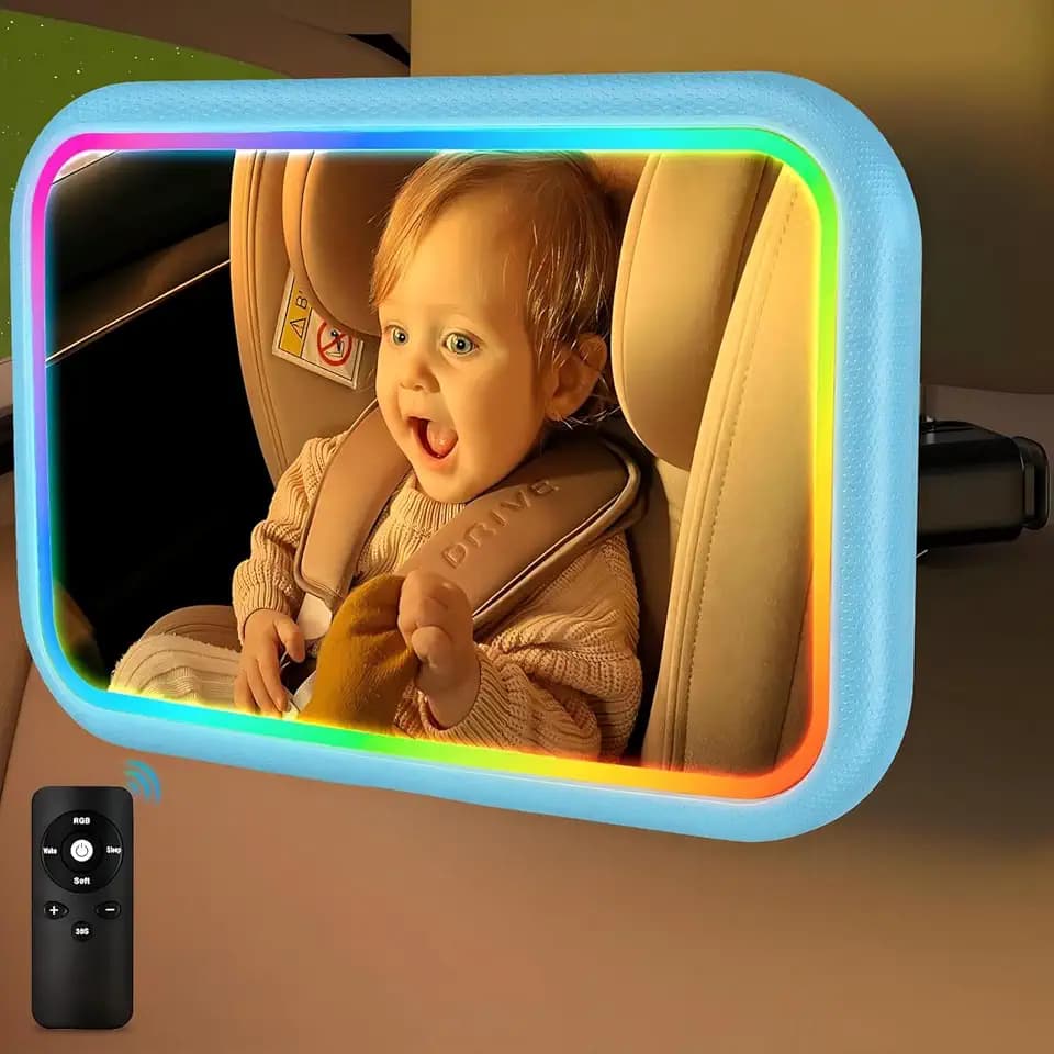 Baby Car Mirror with Light, Blue