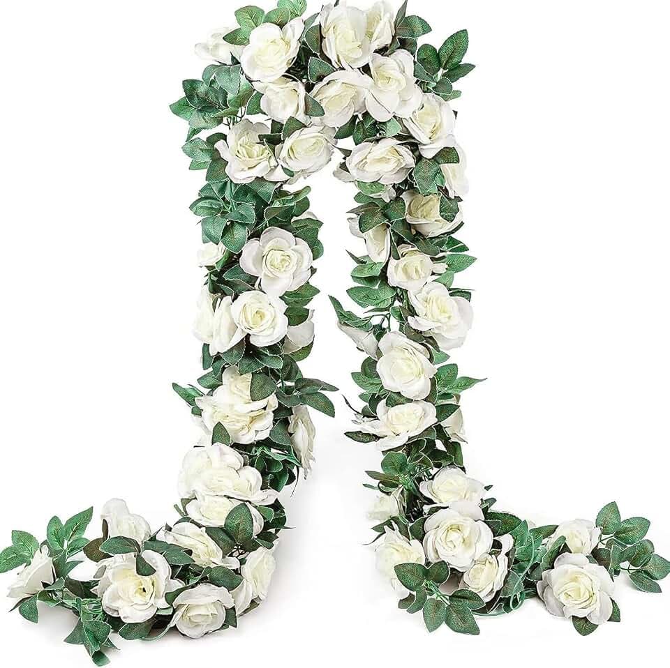 YRIOWMI 10PCS Fake Rose Garland, 7.5Ft Artificial Vines Flowers Hanging Rose Vine for Table Wedding Backdrop Arch Wall Party Mantle Festival Decor