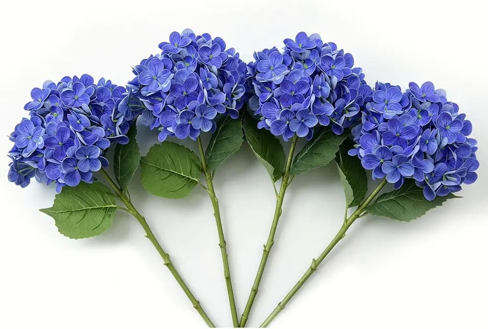 4 Pcs Faux Hydrangeas Real Touch Hydrangea Artificial Flowers Latex Large Fake Flower Long Stems for Wedding Home Party Table Centerpieces Decor (Blue)