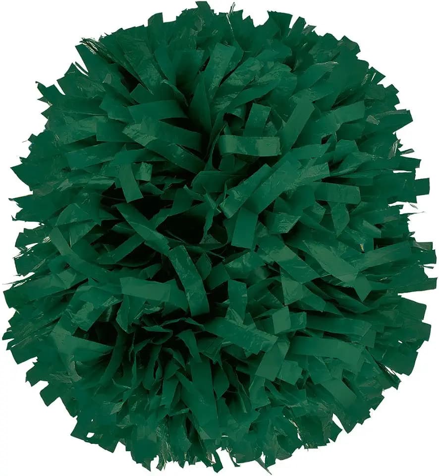 Chassé Cheer Classic Solid Color Plastic Pom with Baton Handle - 1400 Streamers, 6" Length Sold Individually Forest Grn