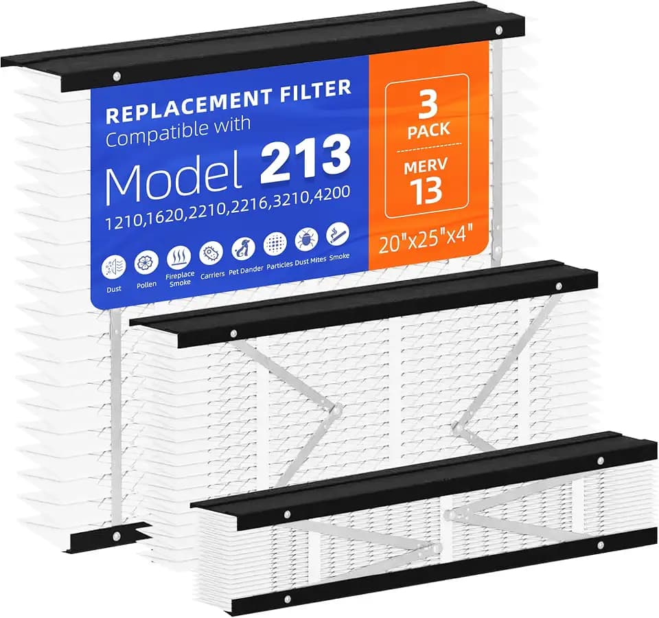 3 Pack 213 Replacement Filter,MERV 13,Compatible with AprilAire 213 Whole House Air Purifiers Models,1210,1620,2210,2216,3210,4200,HVAC Furnace Filter Replacement,20x25x4 Air Filter