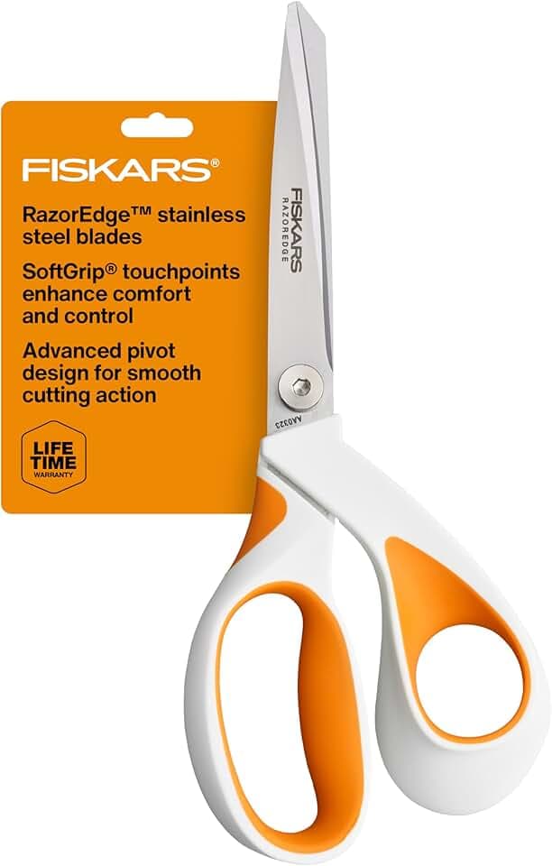 Fiskars 8" RazorEdge Fabric Scissors, Heavy Duty & Sharp Fabric Shears