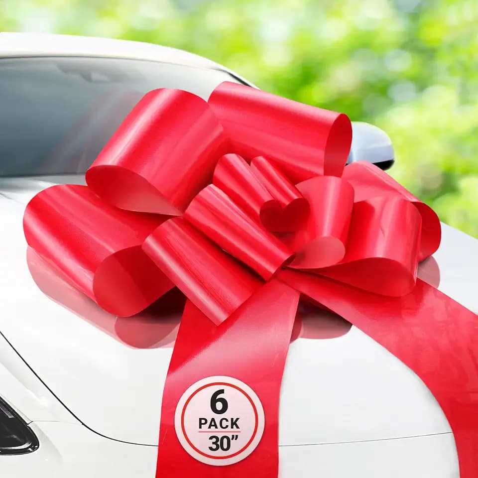 Zoe Deco Big Car Bow - 30" Red Giant Bow for Birthday, Christmas, Gift