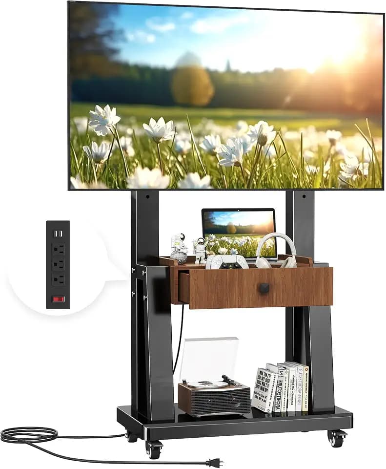 Mobile TV Stand on Wheels for 32-75 Inch TVs