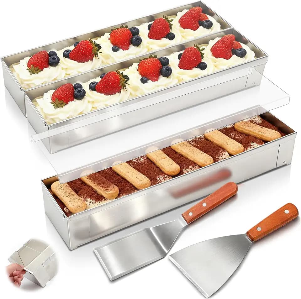 Blushtier 3 Pack Rectangle Tiramisu Pan Removable 15.75 X 3.94 X 2.56 Inch