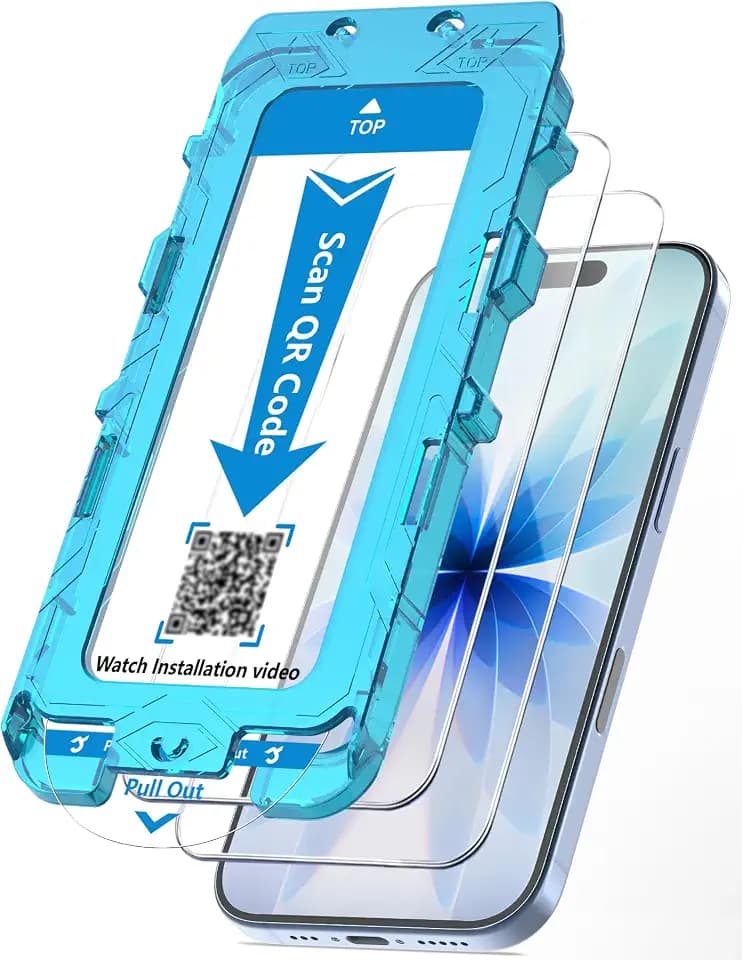 JZG 2 Pack for iPhone 18 Pro/17 Pro Tempered Glass Bubble-Free