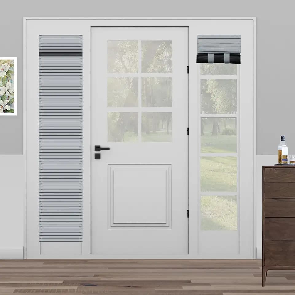 Muamar French Door Curtains Privacy Door Blind, Front Door Window Curtain, Venetian Blinds Style Door Window Cover, 1 Panel (Grey, W12” x L70”)